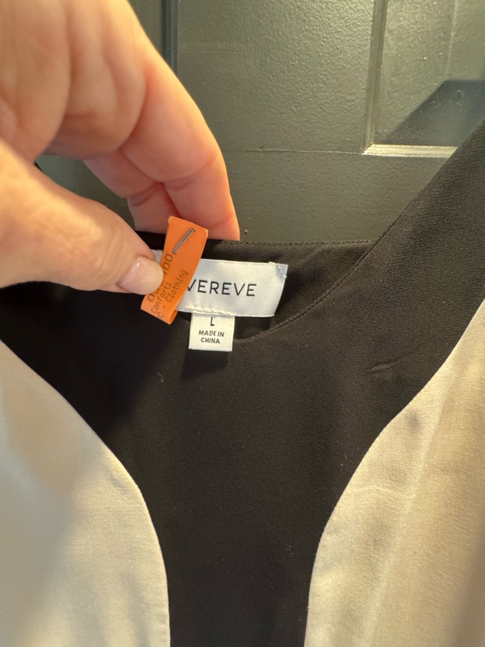 Evereve Cream and Black Contrast Asymmetrical Slip Dress - Picture 4 of 9